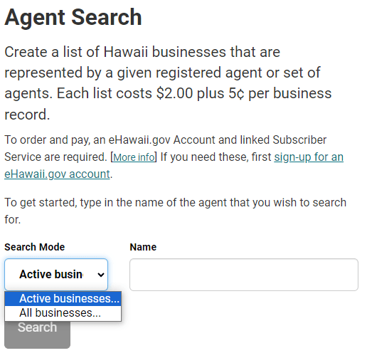 hawaii agent search