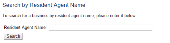 Kansas business entity search by registered agent name form.