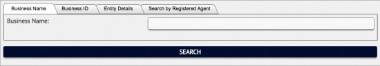 South Dakota Secretary of State business entity name search form.